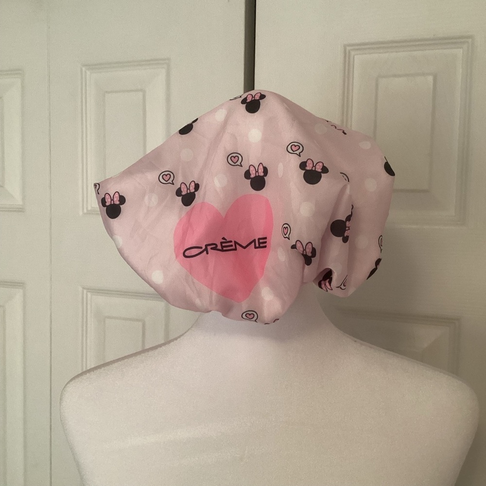 Crème hair bonnet with Disney Minnie print
